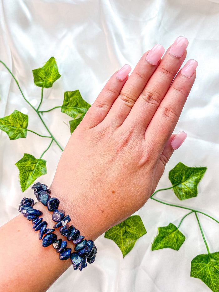 Blue Goldstone Chip Bracelet