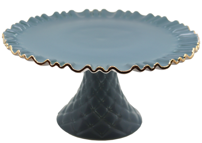Blue Ruffle Cake Plate