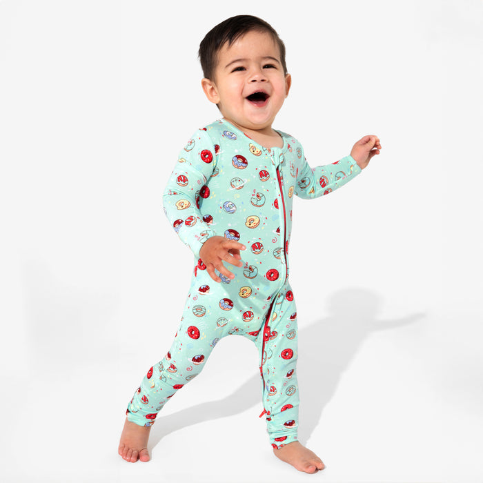 Blue Space Donut Bamboo Convertible Footie