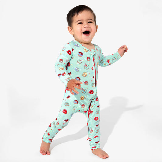 Blue Space Donut Bamboo Convertible Footie