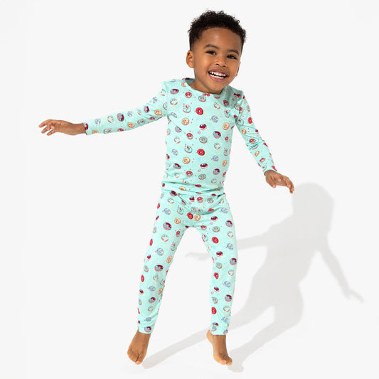 Blue Space Donut Bamboo Kids Pajamas