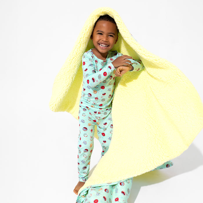 Blue Space Donut Bamboo Sherpa Blanket