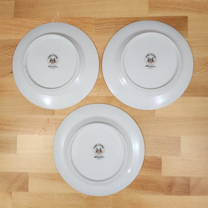 Bluedale 3 Bread & Butter Plate Set Blue White Flowers Ceramic Fine China Japan