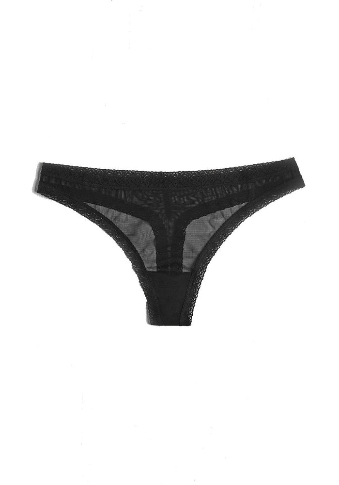 Blush Lingerie The Mesh Lace Trim Thong Panty - 0259622