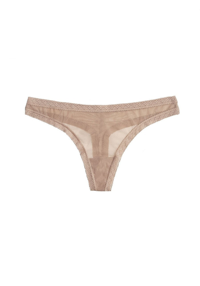 Blush Lingerie The Mesh Lace Trim Thong Panty - 0259622