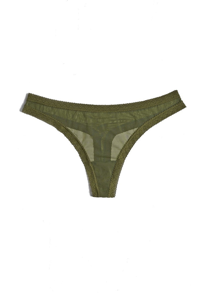 Blush Lingerie The Mesh Lace Trim Thong Panty - 0259622
