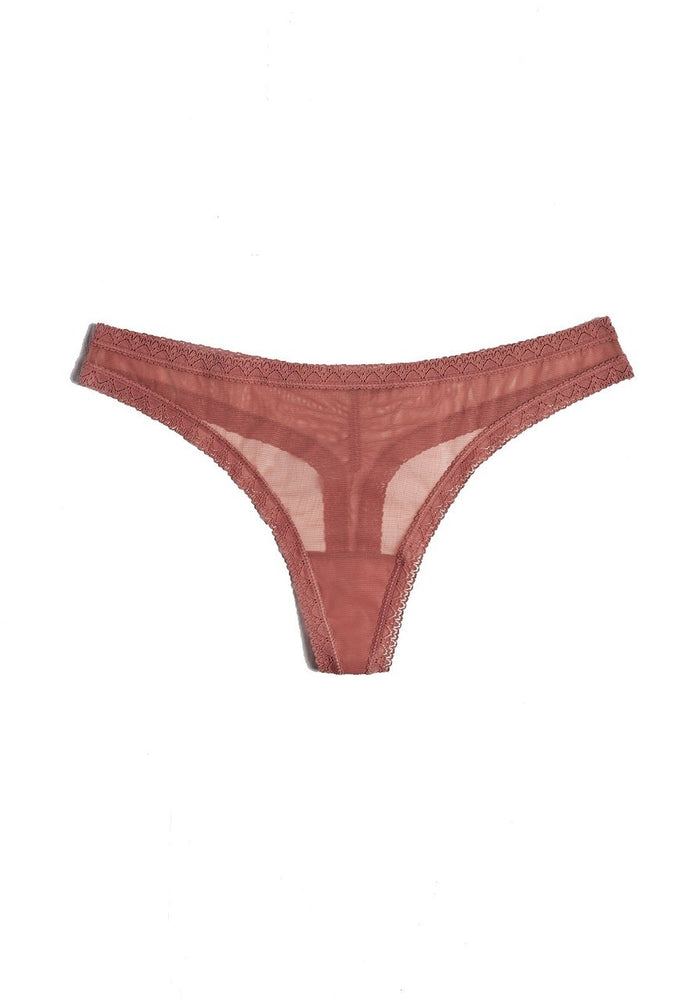 Blush Lingerie The Mesh Lace Trim Thong Panty - 0259622