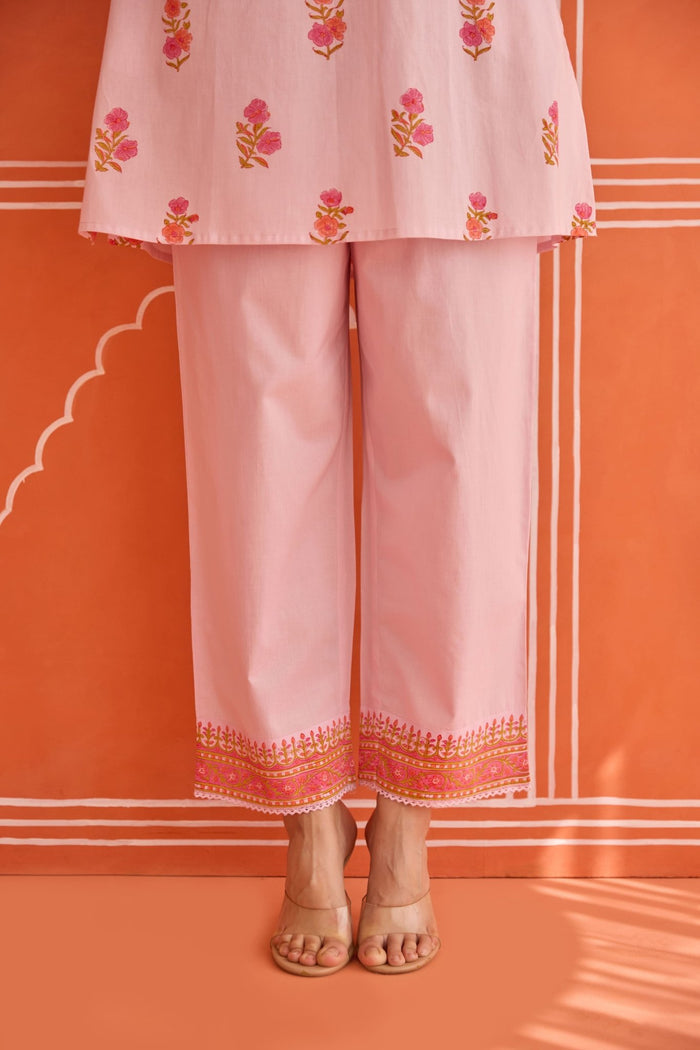 Blush Pink Floral Hand Block Print Co - ord Set - Tara - C - Tara