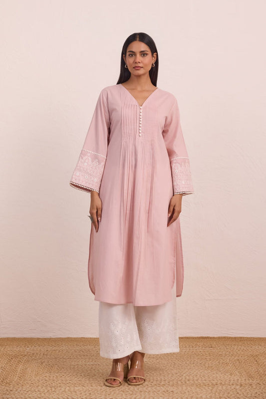 Blush Pink Pintuck Embellished Co - ord Set - Tara - C - Tara
