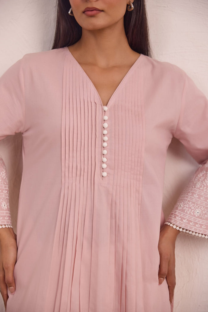 Blush Pink Pintuck Embellished Co - ord Set - Tara - C - Tara