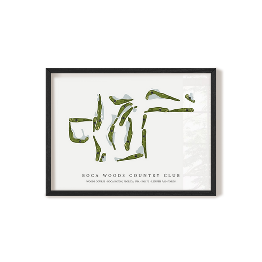 Boca Woods Country Club - Woods Course | Golf Course Map | Black Frame