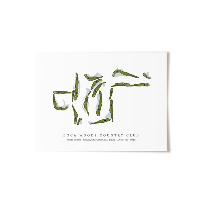 Boca Woods Country Club - Woods Course | Golf Course Map | Unframed