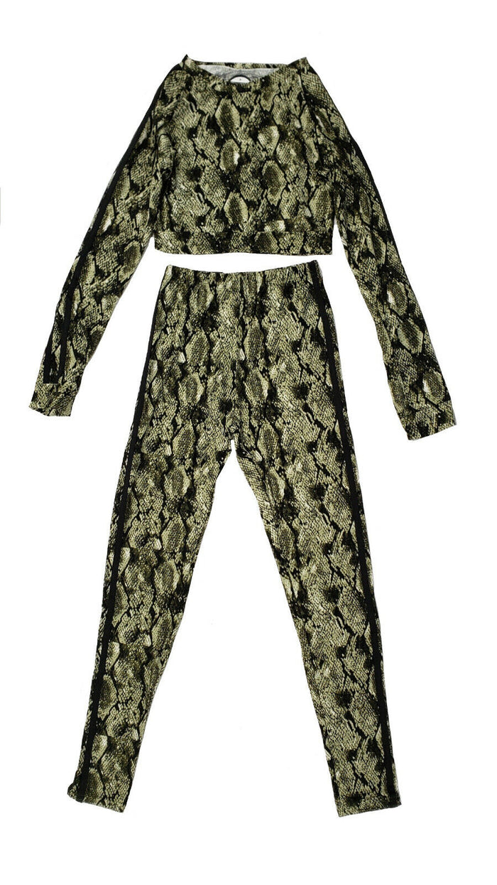 Boom Boom Jeans Legging & L/S Crop Top Set - ATV21703AZ