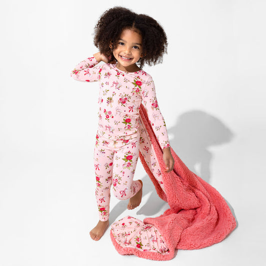 Bows & Blooms Bamboo Sherpa Blanket