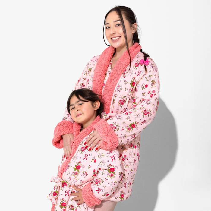 Bows & Blooms Bamboo Women's Sherpa Bathrobe