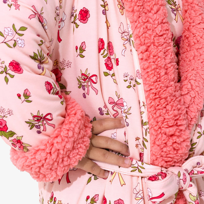Bows & Blooms Bamboo Women's Sherpa Bathrobe
