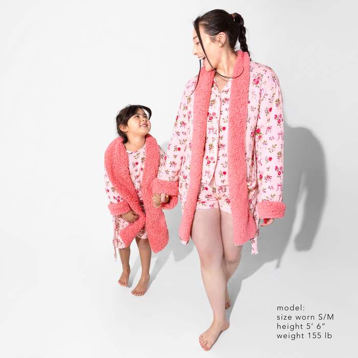 Bows & Blooms Bamboo Women's Sherpa Bathrobe
