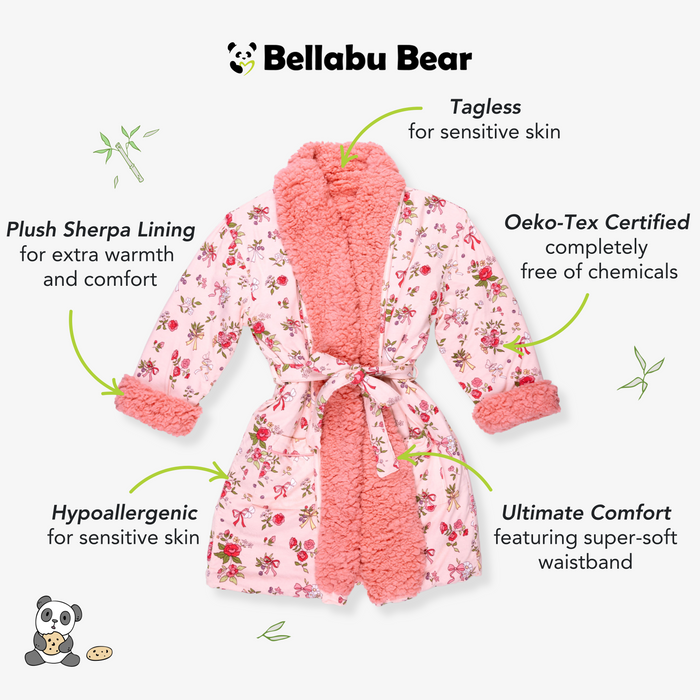 Bows & Blooms Bamboo Women's Sherpa Bathrobe