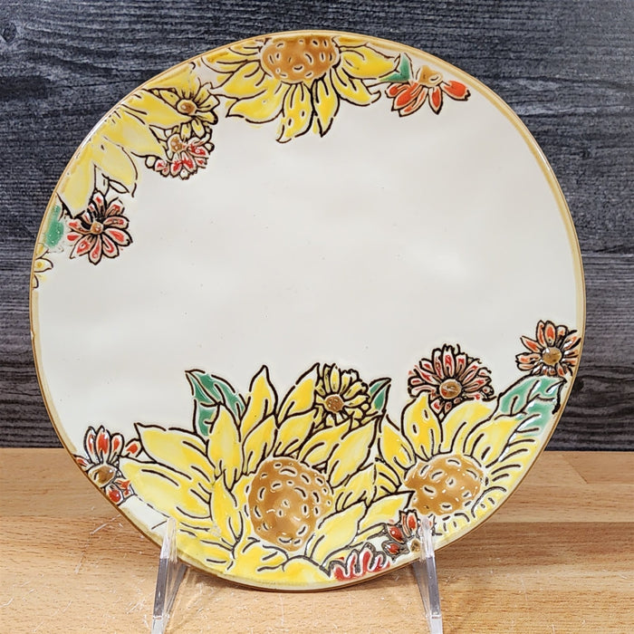 Brandywine Sunflower Salad Plate 8" Decorative Embossed Ceramic by Blue Sky