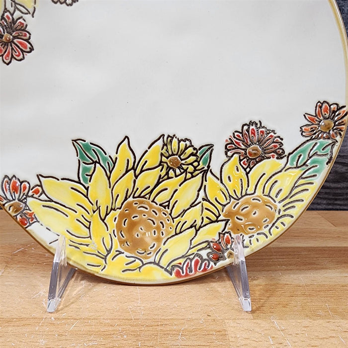 Brandywine Sunflower Salad Plate 8" Decorative Embossed Ceramic by Blue Sky