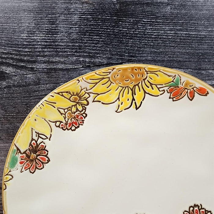 Brandywine Sunflower Salad Plate 8" Decorative Embossed Ceramic by Blue Sky