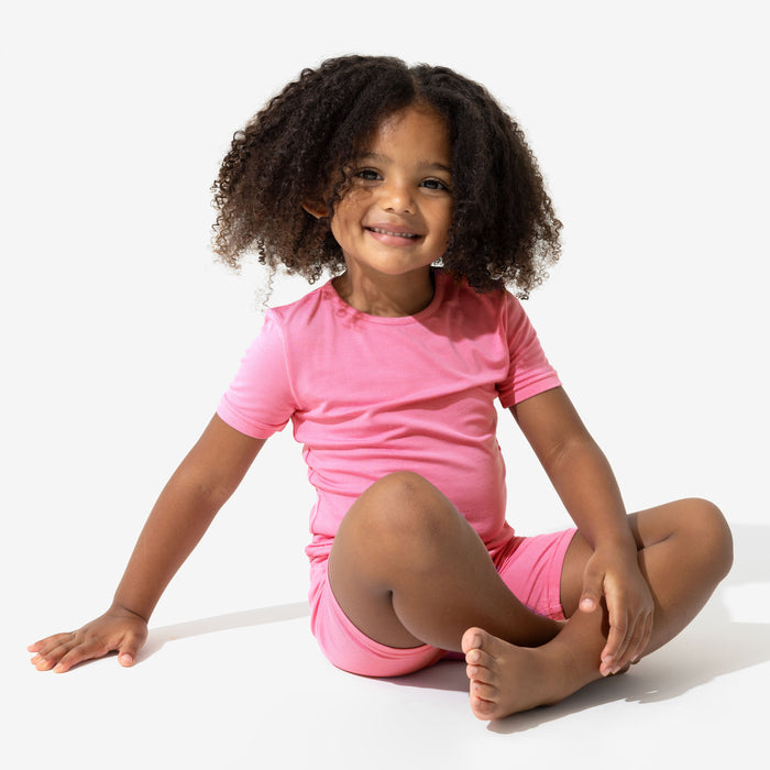 Bubblegum Pink Bamboo Kids Pajama Short Set