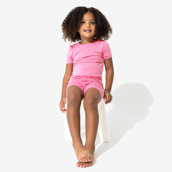 Bubblegum Pink Bamboo Kids Pajama Short Set