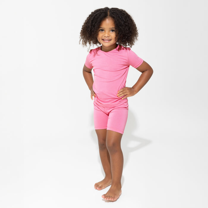 Bubblegum Pink Bamboo Kids Pajama Short Set