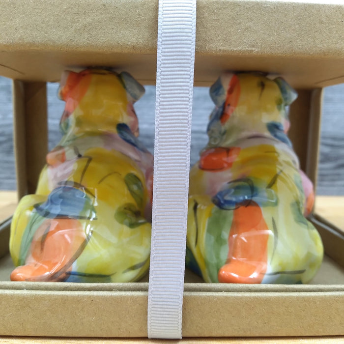 Bull Dog Design Salt Pepper Set Collectible by Blue Sky Clayworks