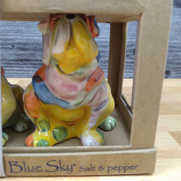 Bull Dog Design Salt Pepper Set Collectible by Blue Sky Clayworks