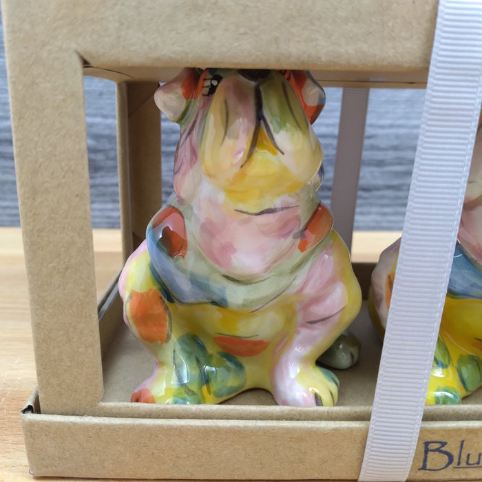Bull Dog Design Salt Pepper Set Collectible by Blue Sky Clayworks