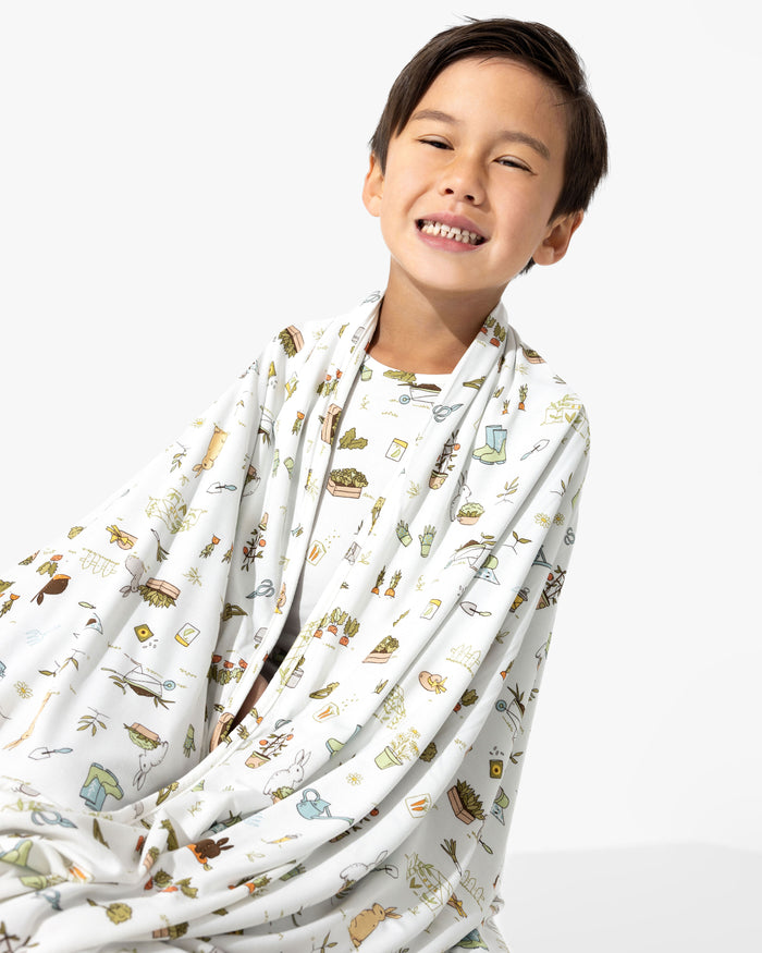 Bunny Garden Bamboo Blanket