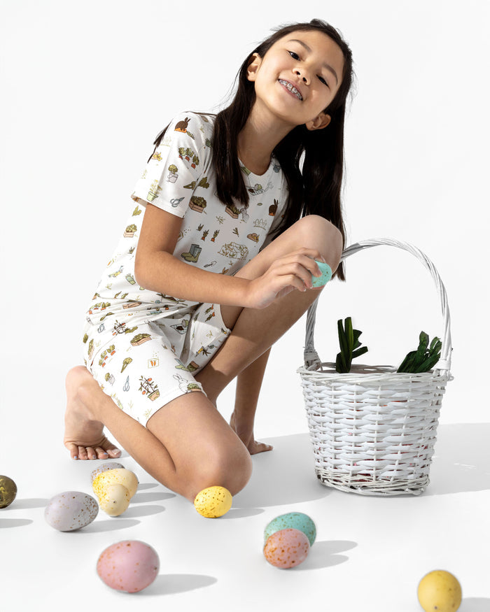 Bunny Garden Bamboo Kids Pajama Short Set