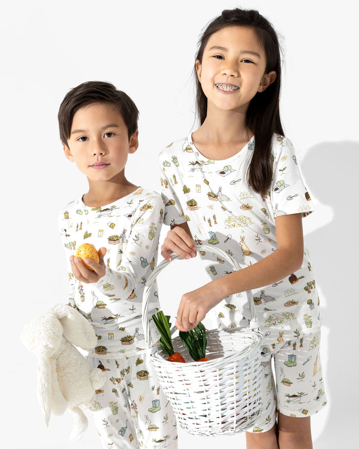 Bunny Garden Bamboo Kids Pajama Short Set