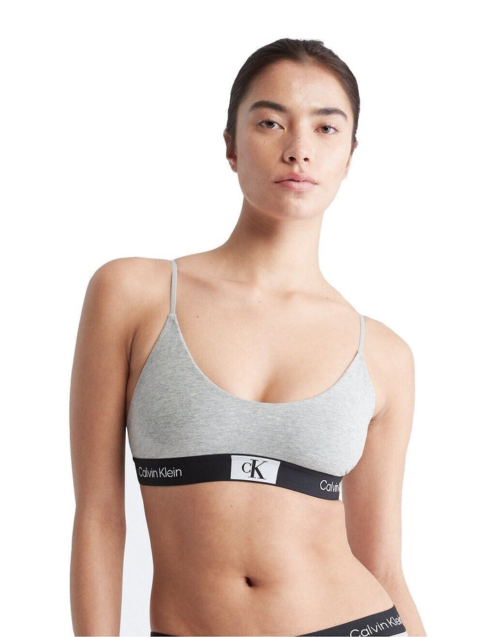 Calvin Klein Women's 1996 Cotton Unlined Bralette, Grey Heather