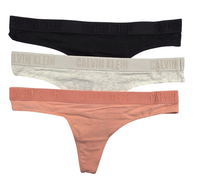 Calvin Klein Women's Monochrome Thongs 3 Pack - QP2000O