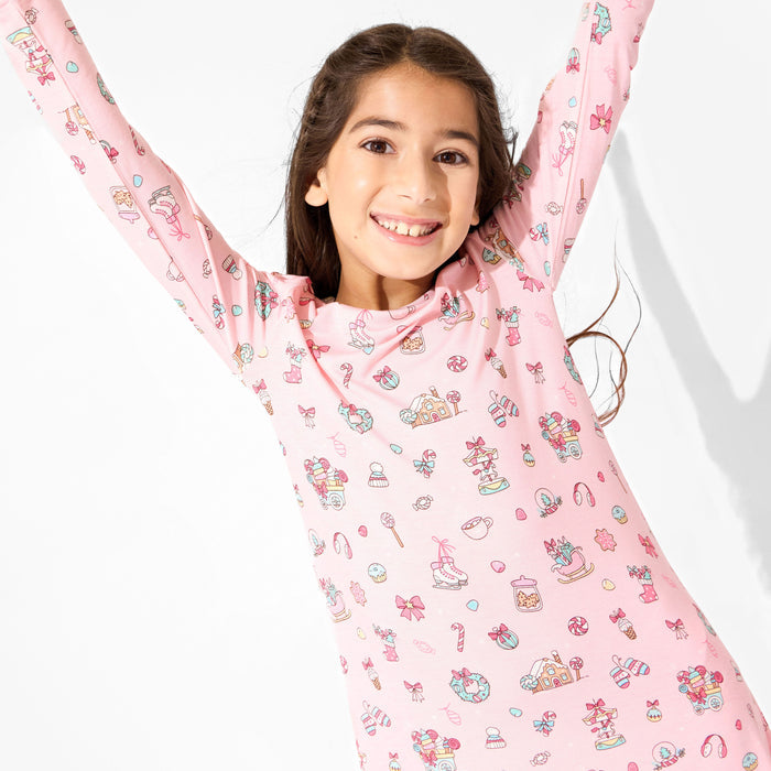 Candy Cane Lane Bamboo Girls' Long Sleeve Dress
