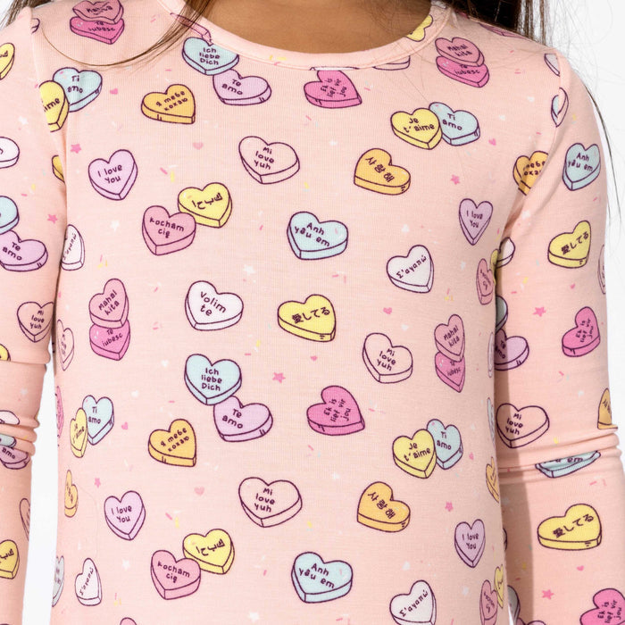 Candy Hearts Pink Bamboo Kids Pajamas