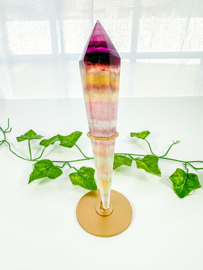 Candy Rainbow Fluorite Wand on Stand (56F)