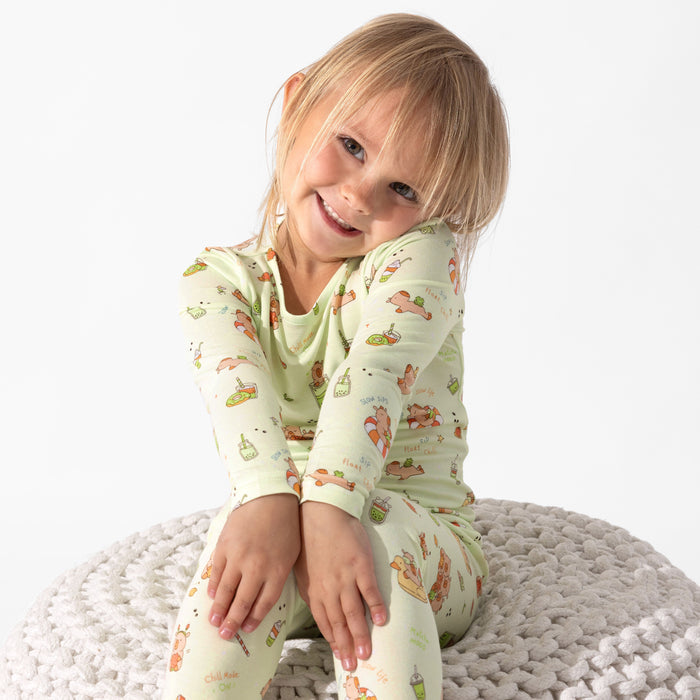 Capybara Boba Bamboo Kids Pajamas