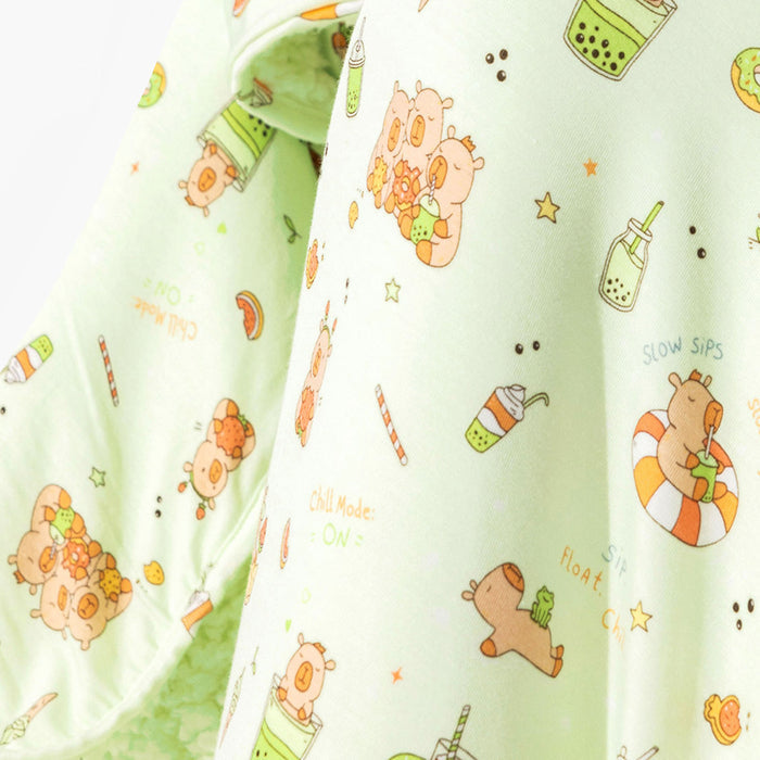 Capybara Boba Bamboo Sherpa Blanket