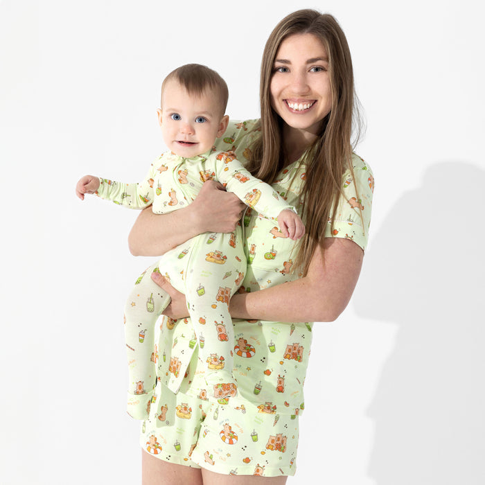 Capybara Boba Bamboo Women's Pajama Short Set