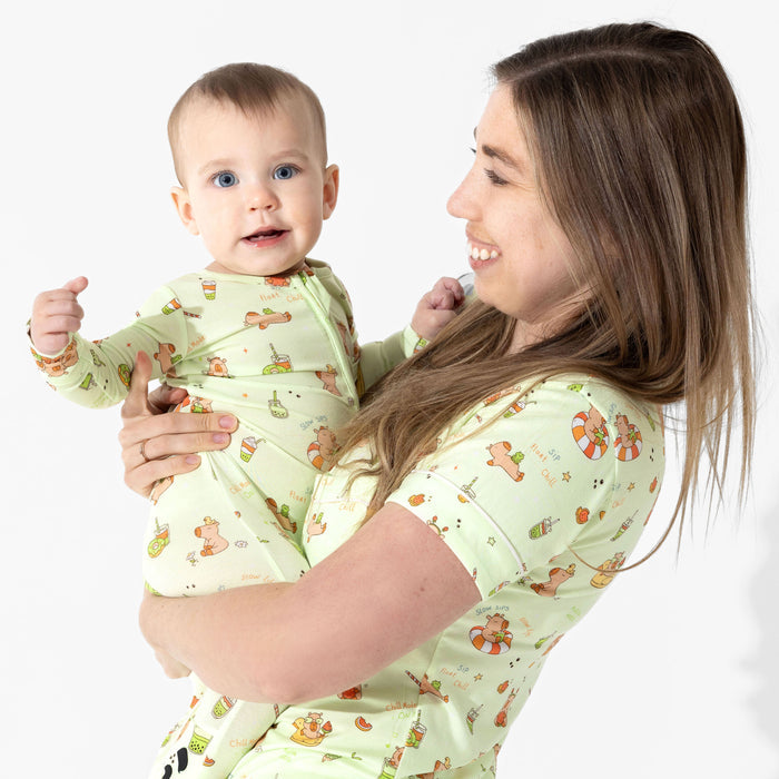 Capybara Boba Bamboo Women's Pajama Short Set