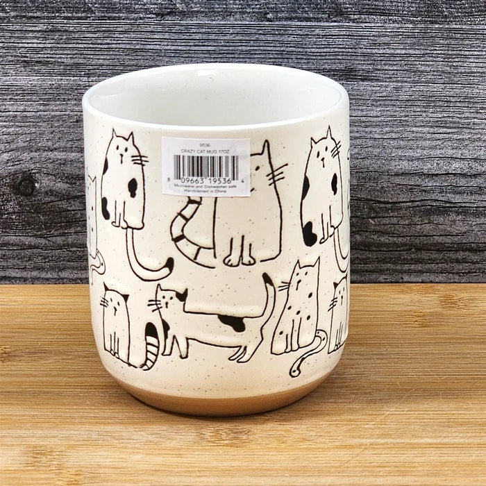 Cat Lover Coffee Mug Whimsical Embossed Ceramic Tea Cup Blue Sky 17oz