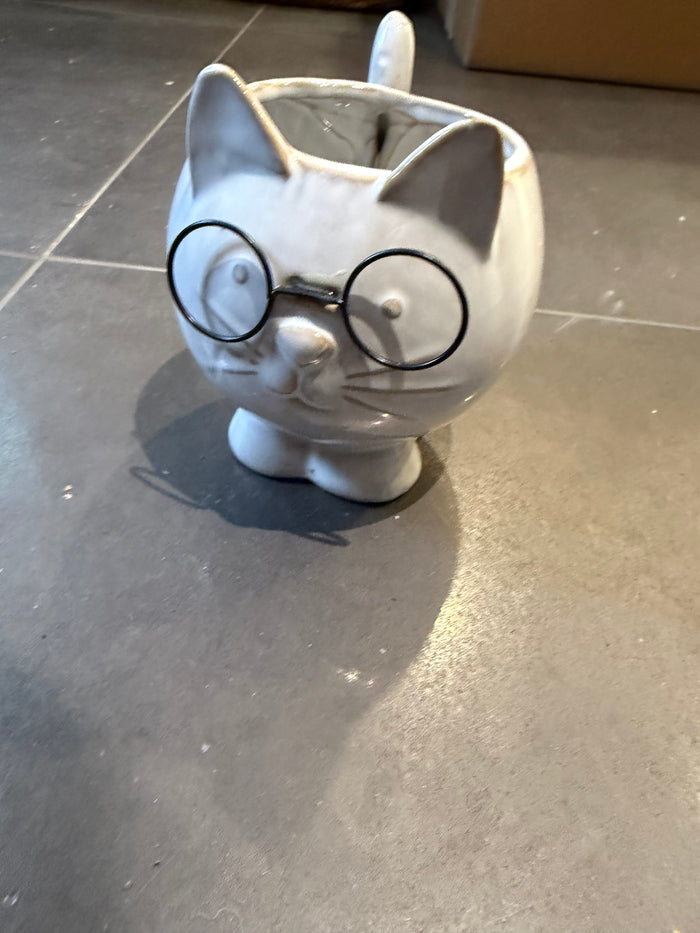 Ceramic Cat with Glasses