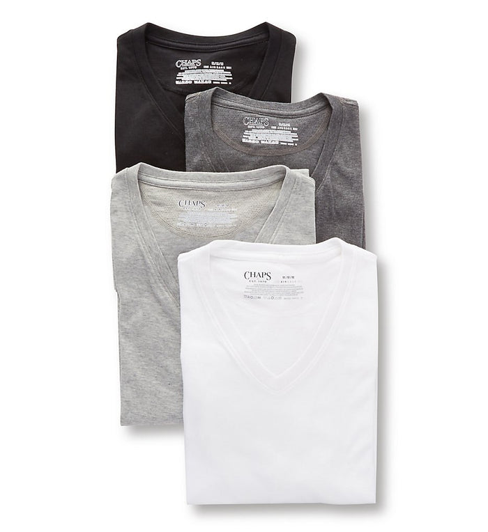 Chaps 4 in a Pack Underwear Men's V-Neck Shirt - CUVNP4