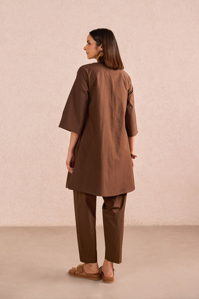 Chocolate Brown Cotton Co-ord Set - Tara-C-Tara
