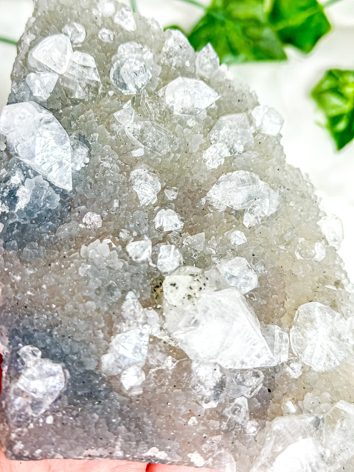 Clear Apophyllite on Blue Chalcedony Specimen #2
