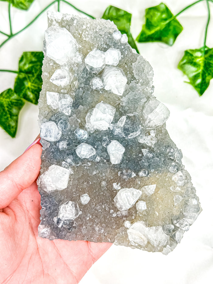 Clear Apophyllite on Blue Chalcedony Specimen #3