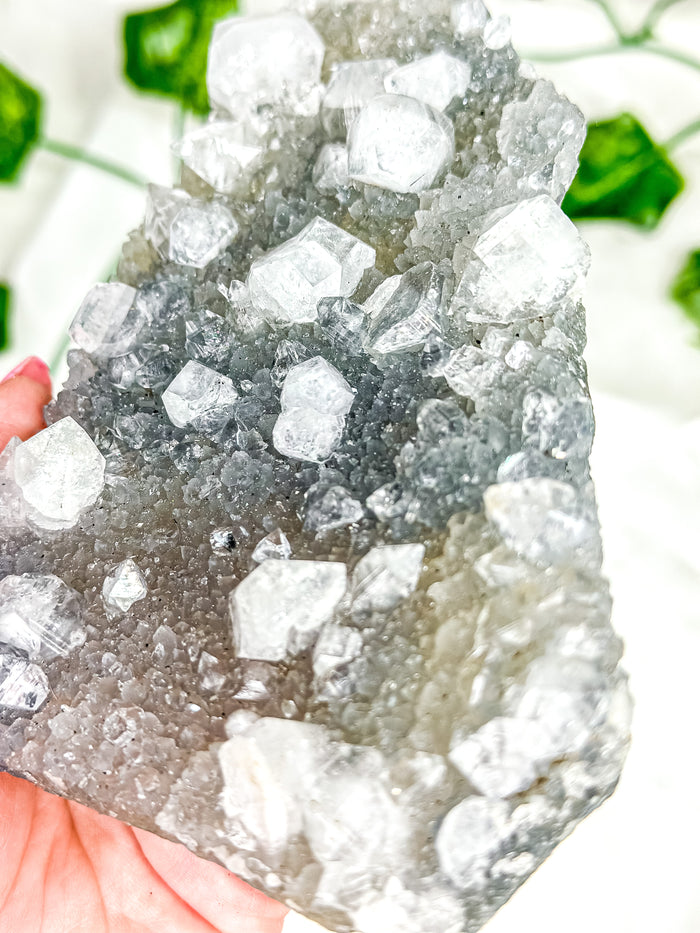 Clear Apophyllite on Blue Chalcedony Specimen #3
